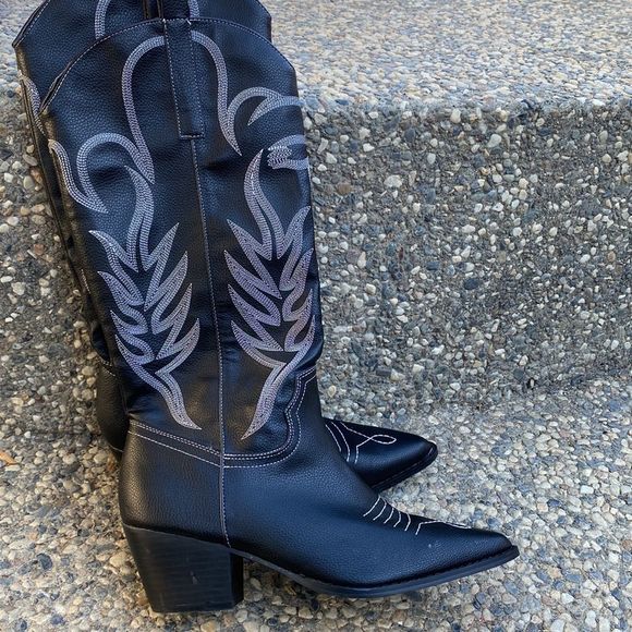 Public Desire Western Cowgirl Mid-calf Boots - Picture 3 of 12